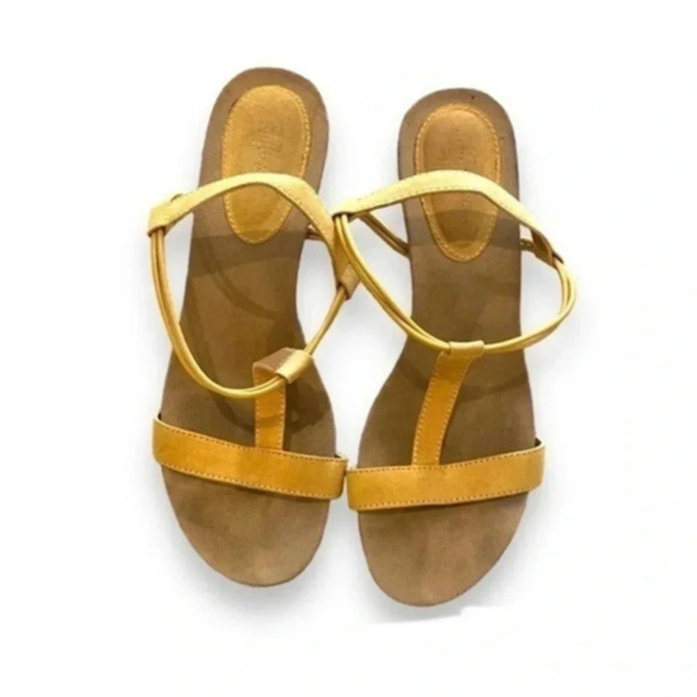 Wedge sandals low platform mustard yellow strappy sandals size 6.5 women’s